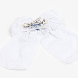 Miranda-Girls Elegant Blue & White Lace Bow Clip | Childrensalon Outlet