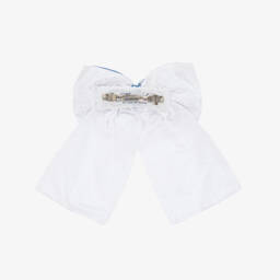 Miranda-Girls Elegant Blue & White Lace Bow Clip | Childrensalon Outlet