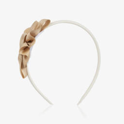 Miranda-Girls Elegant Ivory & Gold Headband | Childrensalon Outlet