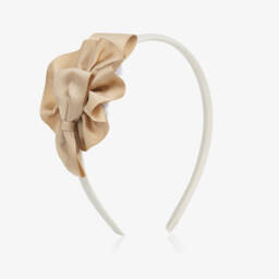 Miranda-Girls Elegant Ivory & Gold Headband | Childrensalon Outlet