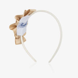 Miranda-Girls Elegant Ivory & Gold Headband | Childrensalon Outlet