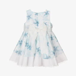 Miranda-Girls Elegant Ivory & Teal Floral Frock | Childrensalon Outlet