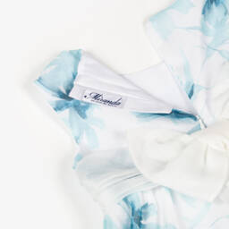 Miranda-Girls Elegant Ivory & Teal Floral Frock | Childrensalon Outlet