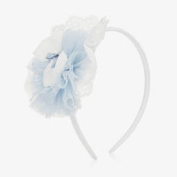 Miranda-رباط تول أبيض وأزرق أنيق للبنات | Childrensalon Outlet