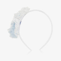 Miranda-رباط تول أبيض وأزرق أنيق للبنات | Childrensalon Outlet