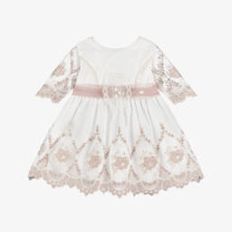 Miranda-فستان تول عاجي مطرز للبنات | Childrensalon Outlet