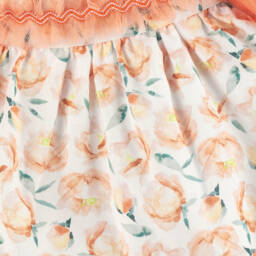 Miranda-Girls Floral Peach & White Skirt Ensemble | Childrensalon Outlet