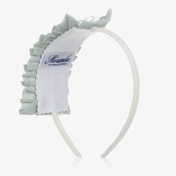 Miranda-Girls Green Embroidered Hairband | Childrensalon Outlet