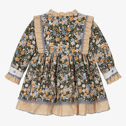 ميراندا-فستان بطبعة ورود قطن محبوك لون أخضر | Childrensalon Outlet