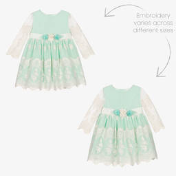 Miranda-Girls Green & Ivory Lace Dress | Childrensalon Outlet