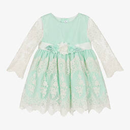 Miranda-Girls Green & Ivory Lace Dress | Childrensalon Outlet