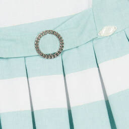 Miranda-Girls Green & White Striped Cotton Dress | Childrensalon Outlet