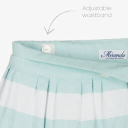 Miranda-Girls Green & White Striped Skirt Set | Childrensalon Outlet