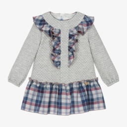 Miranda-Girls Grey Tartan Ruffle Dress | Childrensalon Outlet
