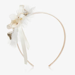 Miranda-Girls Ivory Flower Hairband | Childrensalon Outlet