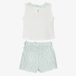 Miranda-Girls Ivory & Green Skort Ensemble | Childrensalon Outlet