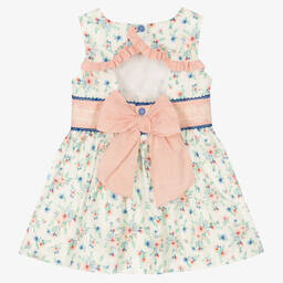 Miranda-Кремово-розовое хлопковое платье в цветочек | Childrensalon Outlet