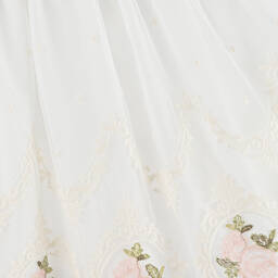 ميراندا-فستان تول مطرز لون عاجي وزهري | Childrensalon Outlet