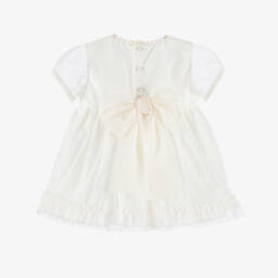 Miranda-Girls' Ivory Tulle Embroidered Dress | Childrensalon Outlet