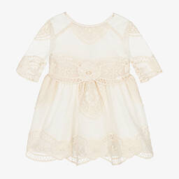 Miranda-Girls Ivory Tulle & Lace Dress | Childrensalon Outlet