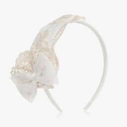 Miranda-طوق للشعر تول ودانتيل لون عاجي للبنات | Childrensalon Outlet