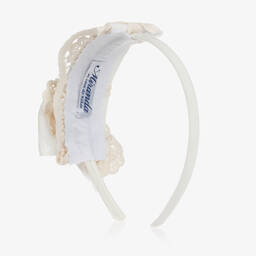 Miranda-طوق للشعر تول ودانتيل لون عاجي للبنات | Childrensalon Outlet