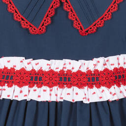 Miranda-Girls Navy Blue & White Dress | Childrensalon Outlet