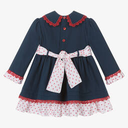Miranda-Girls Navy Blue & White Dress | Childrensalon Outlet