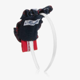 Miranda-Girls Navy Tartan Bow Hairband | Childrensalon Outlet