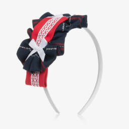 Miranda-Girls Navy Tartan Bow Hairband | Childrensalon Outlet