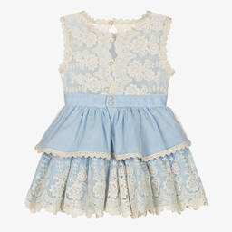 Miranda-Girls Pale Blue Lace Dress | Childrensalon Outlet