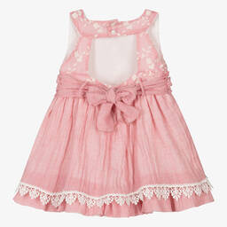 ميراندا-فستان كتان محبوك مطرز لون زهري | Childrensalon Outlet