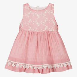 ميراندا-فستان كتان محبوك مطرز لون زهري | Childrensalon Outlet