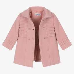 Miranda-Girls Pink Felted Double-Breasted Coat | Childrensalon Outlet