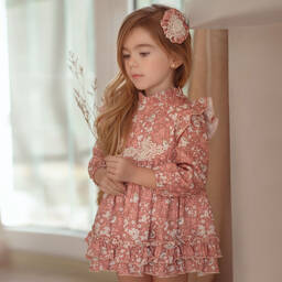 Miranda-Розовое хлопковое платье в цветочек | Childrensalon Outlet
