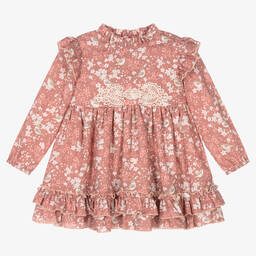 Miranda-Розовое хлопковое платье в цветочек | Childrensalon Outlet