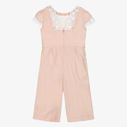 Miranda-Розовый комбинезон с брошью-цветком | Childrensalon Outlet