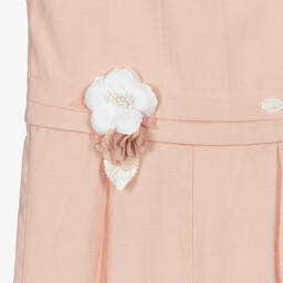 Miranda-Розовый комбинезон с брошью-цветком | Childrensalon Outlet