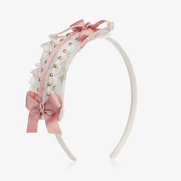 Miranda-Girls Pink Floral Patterned Hairband | Childrensalon Outlet