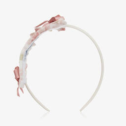 Miranda-Girls Pink Floral Patterned Hairband | Childrensalon Outlet