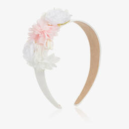 Miranda-طوق رأس مزهر باللونين الوردي والعاجي للبنات | Childrensalon Outlet