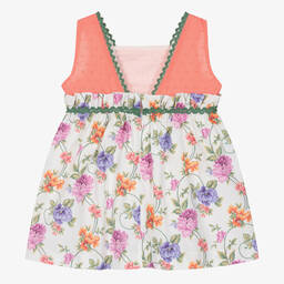 Miranda-Girls Pink & Ivory Cotton Floral Dress | Childrensalon Outlet