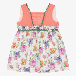 Miranda-Girls Pink & Ivory Cotton Floral Dress | Childrensalon Outlet