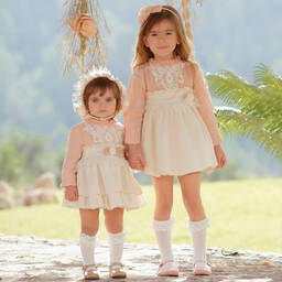 Miranda-Girls Pink & Ivory Lace Cotton Dress | Childrensalon Outlet