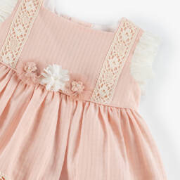 Miranda-Платье из кружева и хлопка розовое для девочек | Childrensalon Outlet