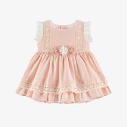 Miranda-Платье из кружева и хлопка розовое для девочек | Childrensalon Outlet