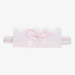 Miranda-Girls Pink & White Bow Headband | Childrensalon Outlet