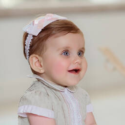 Miranda-Girls Pink & White Bow Headband | Childrensalon Outlet