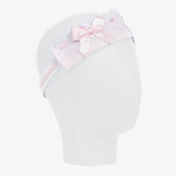 Miranda-Girls Pink & White Bow Headband | Childrensalon Outlet