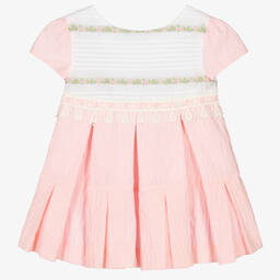 Miranda-Girls Pink & White Cotton Dress | Childrensalon Outlet